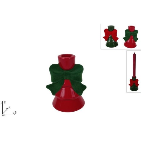 PORTANCANDELA CERAMICA CON FIOCCO FLOCCATO